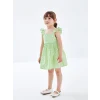 LCW Kids Yeşil Kare Yaka Kolsuz Çiçekli Kız Bebek Elbise