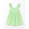 LCW Kids Yeşil Kare Yaka Kolsuz Çiçekli Kız Bebek Elbise