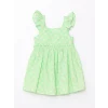 LCW Kids Yeşil Kare Yaka Kolsuz Çiçekli Kız Bebek Elbise
