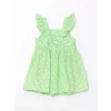 LCW Kids Yeşil Kare Yaka Kolsuz Çiçekli Kız Bebek Elbise