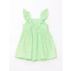 LCW Kids Yeşil Kare Yaka Kolsuz Çiçekli Kız Bebek Elbise