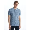 LCWAIKIKI Classic Indigo Polo Yaka Kısa Kollu Desenli Erkek Tişört