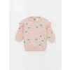 LCW baby Pembe Bisiklet Yaka Uzun Kollu Baskılı Kız Bebek Sweatshirt ve Tayt 2li Takım