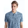 LCWAIKIKI Classic Indigo Polo Yaka Kısa Kollu Desenli Erkek Tişört