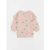 LCW baby Pembe Bisiklet Yaka Uzun Kollu Baskılı Kız Bebek Sweatshirt ve Tayt 2li Takım