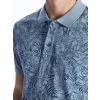 LCWAIKIKI Classic Indigo Polo Yaka Kısa Kollu Desenli Erkek Tişört