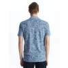 LCWAIKIKI Classic Indigo Polo Yaka Kısa Kollu Desenli Erkek Tişört