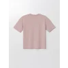 LCW Vision Pembe Bisiklet Yaka Baskılı Kısa Kollu Oversize Kadın Tişört