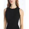 LCW Vision Siyah Bisiklet Yaka Kadın Bodycon Elbise