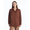 LCWAIKIKI Classic Kahverengi Düz Oversize Kadın Gömlek Tunik