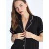 LCW DREAM Siyah Gömlek Yaka Düz Kısa Kollu Kadın Şortlu Pijama Takımı