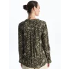 LCW Grace Haki Kaçık Yaka Çiçekli Uzun Kollu Kadın Bluz