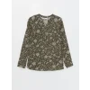 LCW Grace Haki Kaçık Yaka Çiçekli Uzun Kollu Kadın Bluz