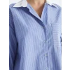 LCW Vision Mavi Çizgili Uzun Kollu Oversize Kadın Gömlek