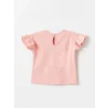 LCW baby Pembe Bisiklet Yaka Kısa Kollu Baskılı Kız Bebek Tişört ve Şort 2li Takım
