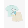 LCW baby Turkuaz Bisiklet Yaka Baskılı Erkek Bebek Tişört ve Şort 2li Takım