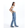 LCW Jeans Indigo Straight Fit Kadın Kargo Jean Pantolon