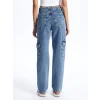 LCW Jeans Indigo Straight Fit Kadın Kargo Jean Pantolon