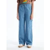 LCW Jeans Indigo Beli Lastikli Wideleg Kadın Kargo Jean Pantolon
