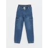LCW Kids Indigo Beli Lastikli Erkek Çocuk Kargo Jean Pantolon