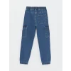 LCW Kids Indigo Beli Lastikli Erkek Çocuk Kargo Jean Pantolon