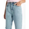XSIDE Mavi Yüksek Bel Mom Fit Yırtık Detaylı Kadın Jean Pantolon