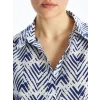 LCWAIKIKI Classic Indigo Desenli Uzun Kollu Poplin Kadın Gömlek