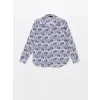 LCWAIKIKI Classic Indigo Desenli Uzun Kollu Poplin Kadın Gömlek