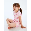 LCW baby Pembe Bisiklet Yaka Kız Bebek Şortlu Pijama Takımı