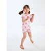 LCW baby Pembe Bisiklet Yaka Kız Bebek Şortlu Pijama Takımı