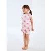 LCW baby Pembe Bisiklet Yaka Kız Bebek Şortlu Pijama Takımı