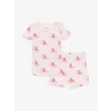 LCW baby Pembe Bisiklet Yaka Kız Bebek Şortlu Pijama Takımı