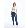 LCWAIKIKI Classic Mavi Beli Lastikli Carrot Fit Kadın Jean Pantolon