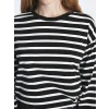 XSIDE Siyah Bisiklet Yaka Çizgili Uzun Kollu Kadın Tişört