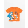 LCW Kids Turuncu Bisiklet Yaka Baskılı Erkek Bebek Tişört ve Şort 2li Takım