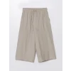 LCWAIKIKI Classic Bej Beli Lastikli Rahat Kalıp Kadın Kapri