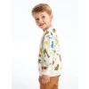 LCW Kids Ekru Bisiklet Yaka Uzun Kollu Baskılı Erkek Bebek Sweatshirt ve Pantolon 2li Takım
