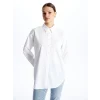 LCW Modest Beyaz Düz Poplin Kadın Gömlek Tunik