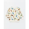 LCW Kids Ekru Bisiklet Yaka Uzun Kollu Baskılı Erkek Bebek Sweatshirt ve Pantolon 2li Takım