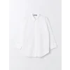 LCW Modest Beyaz Düz Poplin Kadın Gömlek Tunik