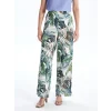 LCWAIKIKI Classic Beyaz Beli Lastikli Rahat Kalıp Desenli Kadın Pantolon