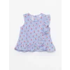 LCW baby Mavi Bisiklet Yaka Kolsuz Baskılı Kız Bebek Bluz ve Pantolon 2li Takım