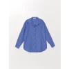LCW Vision Mavi Çizgili Uzun Kollu Oversize Kadın Gömlek