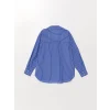 LCW Vision Mavi Çizgili Uzun Kollu Oversize Kadın Gömlek