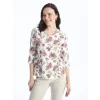 LCW Grace Beyaz V Yaka Çiçekli Kadın Bluz