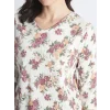LCW Grace Beyaz V Yaka Çiçekli Kadın Bluz