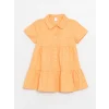 LCW Kids Turuncu Gömlek Yaka Kısa Kollu Kız Bebek Elbise