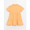 LCW Kids Turuncu Gömlek Yaka Kısa Kollu Kız Bebek Elbise