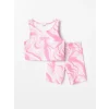 LCW Kids Pembe Bisiklet Yaka Batik Desenli Kız Çocuk Atlet ve Tayt