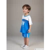 LCW Kids Mavi Bisiklet Yaka Kısa Kollu Baskılı Erkek Bebek Tişört ve Şort 2li Takım